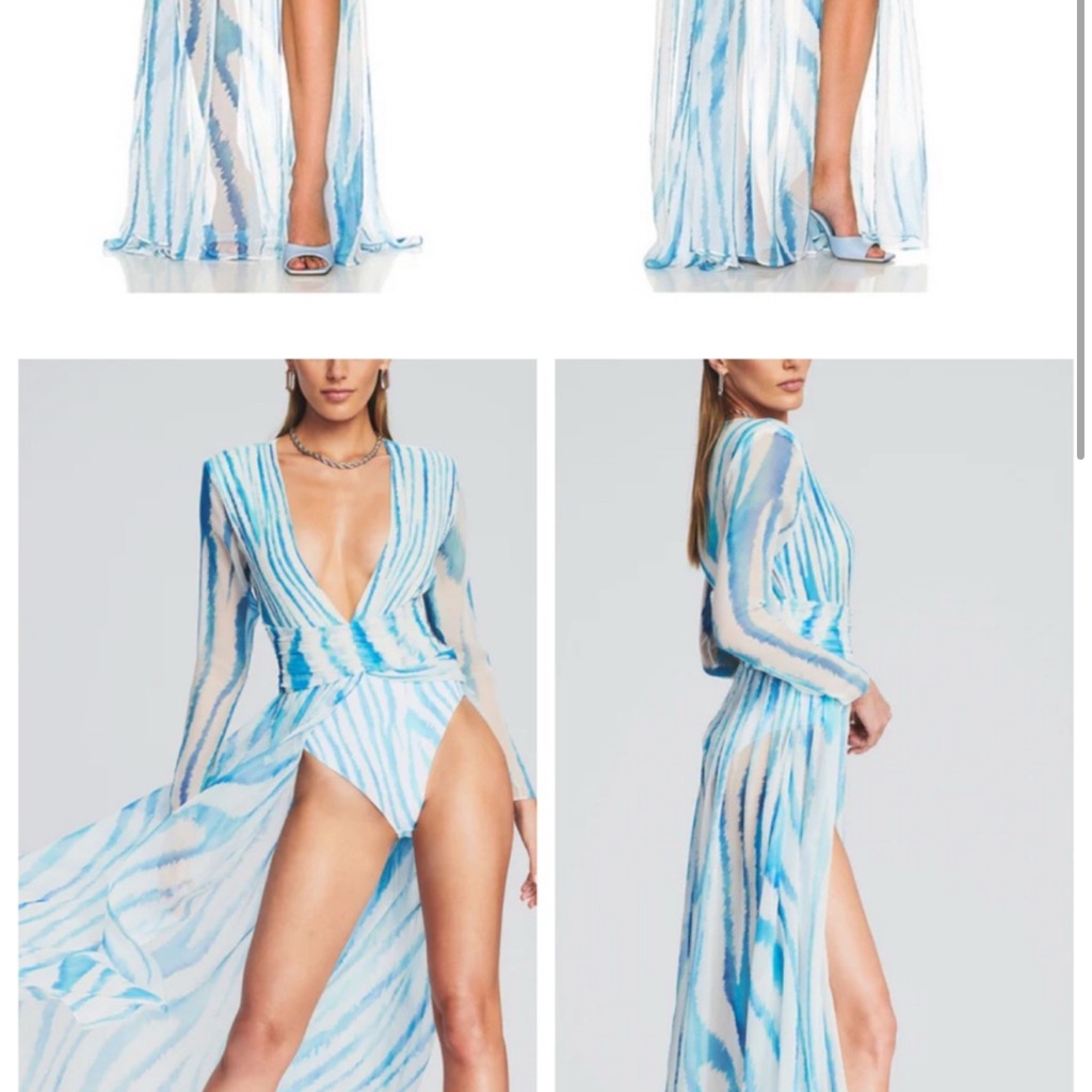 Retrofete Blue And White Striped Long Sleeve Maxi Dress